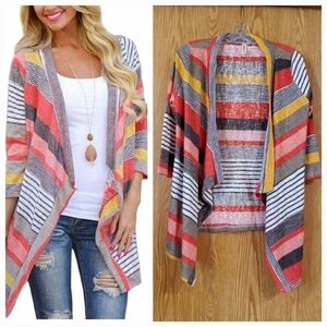 Bishuige open front multicolored striped cardigan cotton blend size S